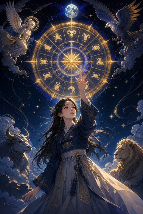 운명의 수레바퀴 타로 카드 그림